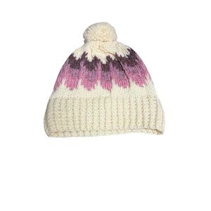 Vintage DanSpin Handknitted Danish Wool Pom Beanie 100% Pure Wool